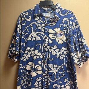 Vintage Miller Lite Hawaiian Shirt XL USA Beer 90s‎